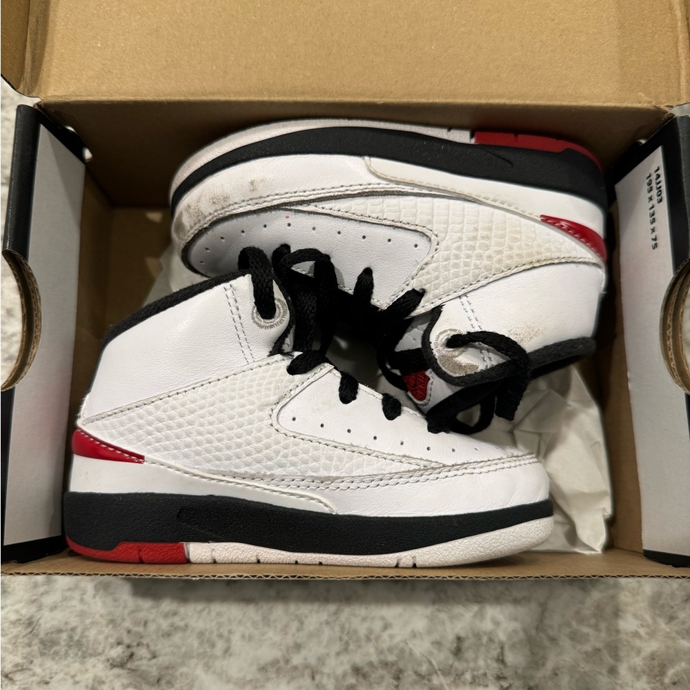 Jordan 2 Retro (TD) White/Varsity Red-Black 6C